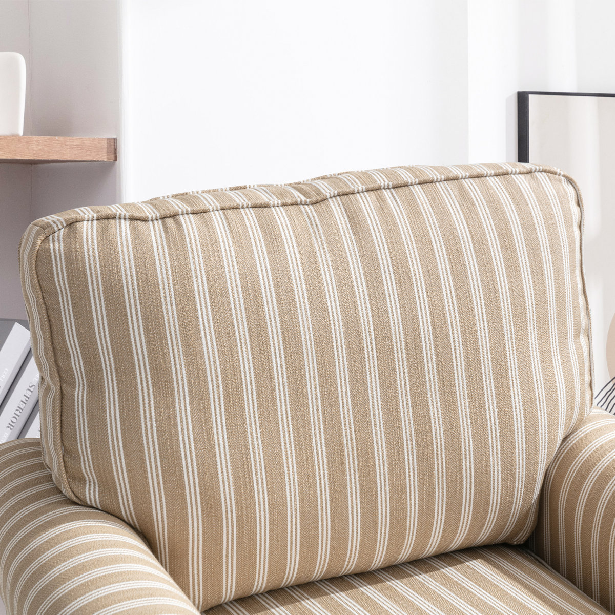 Eilzabeth 33" W Modern Soft Wide Upholstered Striped Swivel Arm Accent Chair